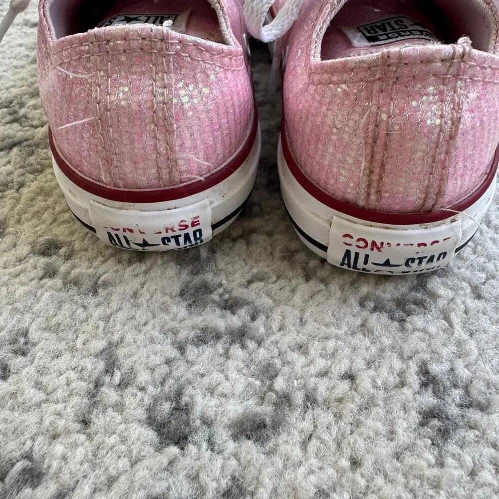 Converse Girls Pink and Red Glitter Low Top Sneakers Youth Size 1